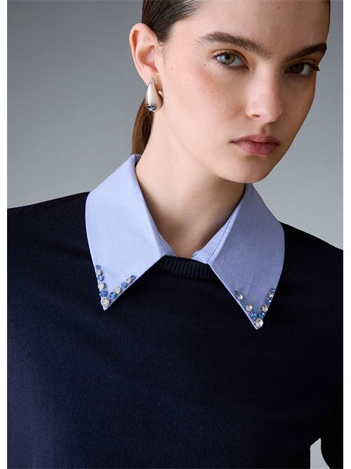 Maglia con dettaglio popeline LIU JO | WF6452MA16R/L9446